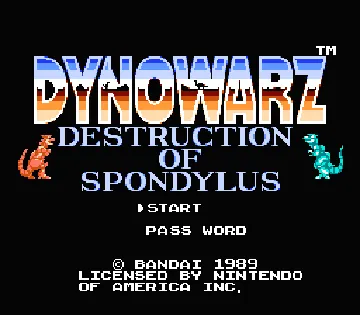 Dynowarz - The Destruction of Spondylus (USA) screen shot title